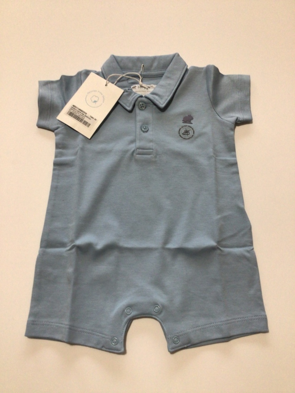 babycottons NWT Blue Luxury Pima Cotton Polo Romper Size 3 Months